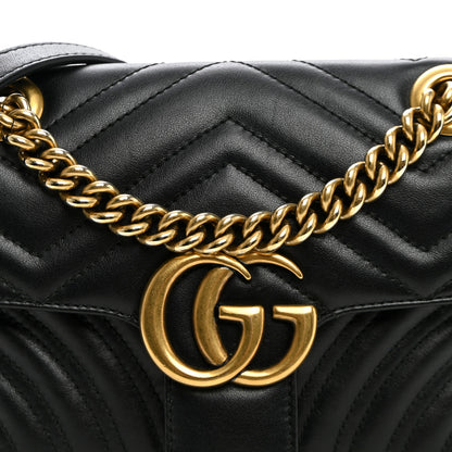 Gucci Calfskin Matelasse Mini GG Marmont Shoulder Bag Black 7 of 9