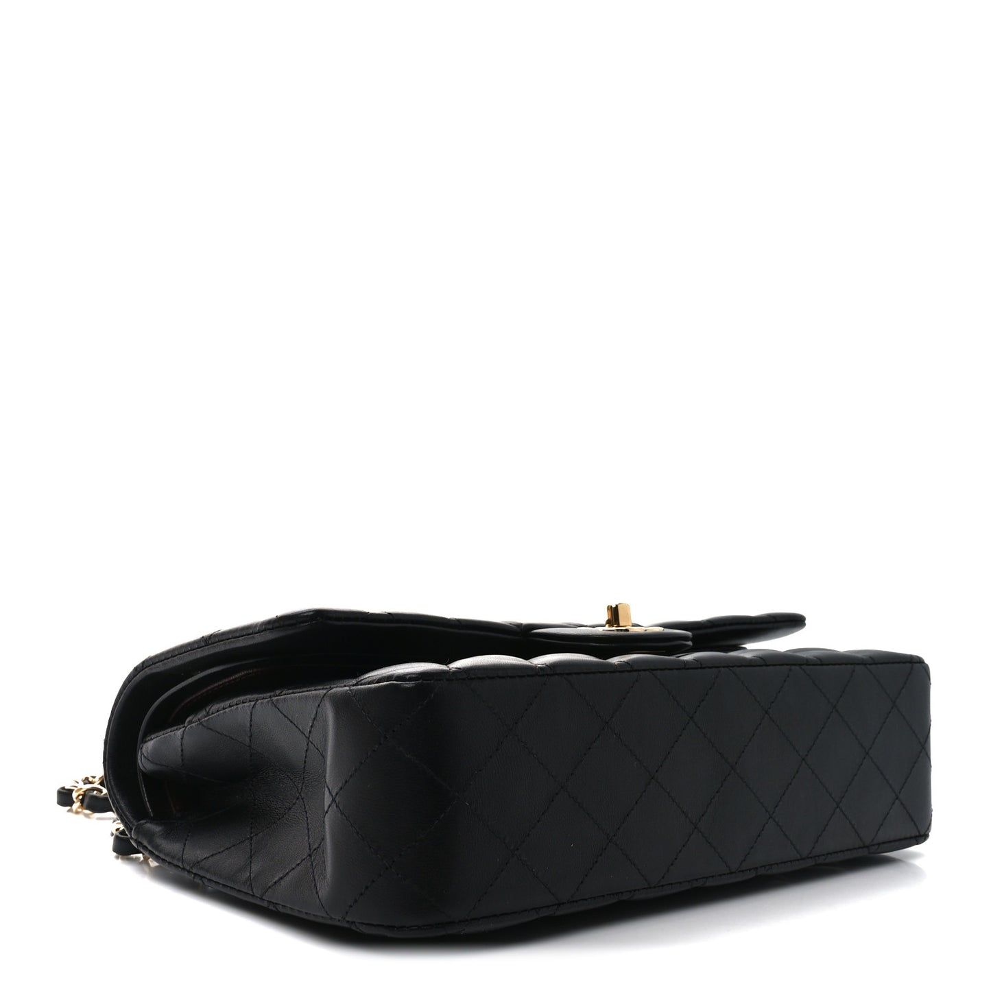 Lambskin Quilted Medium Double Flap Black