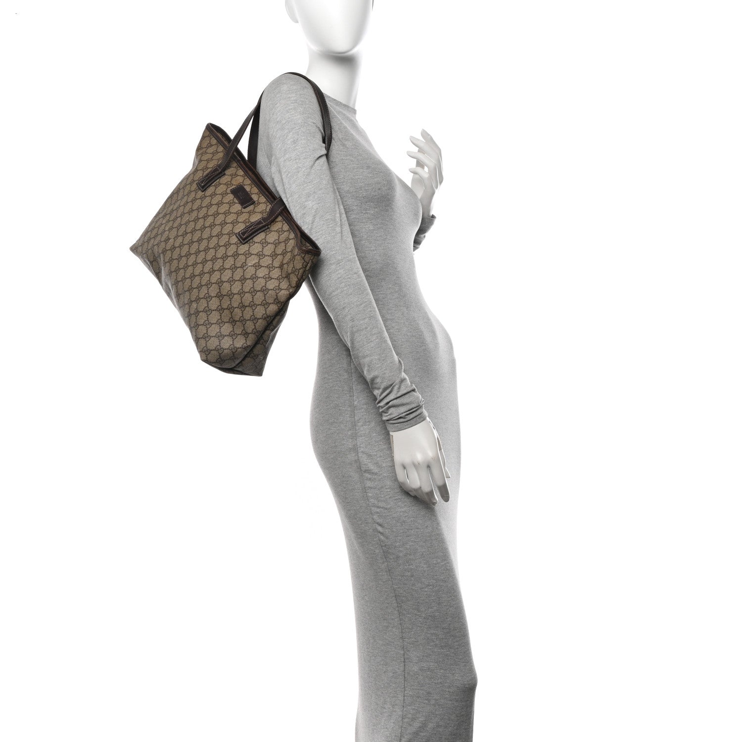 Gucci GG Supreme Monogram Medium Zippered Shopping Tote Dark Brown 2 of 18