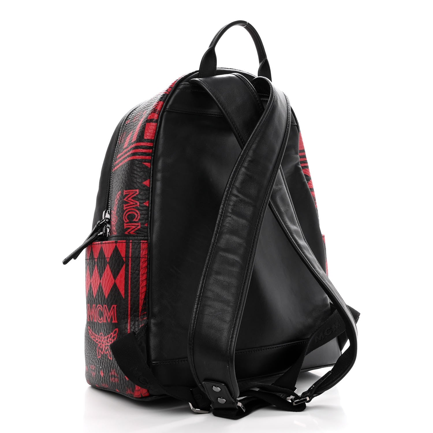MCM Visetos Baroque Print Medium Stark Backpack Black Red 3 of 10
