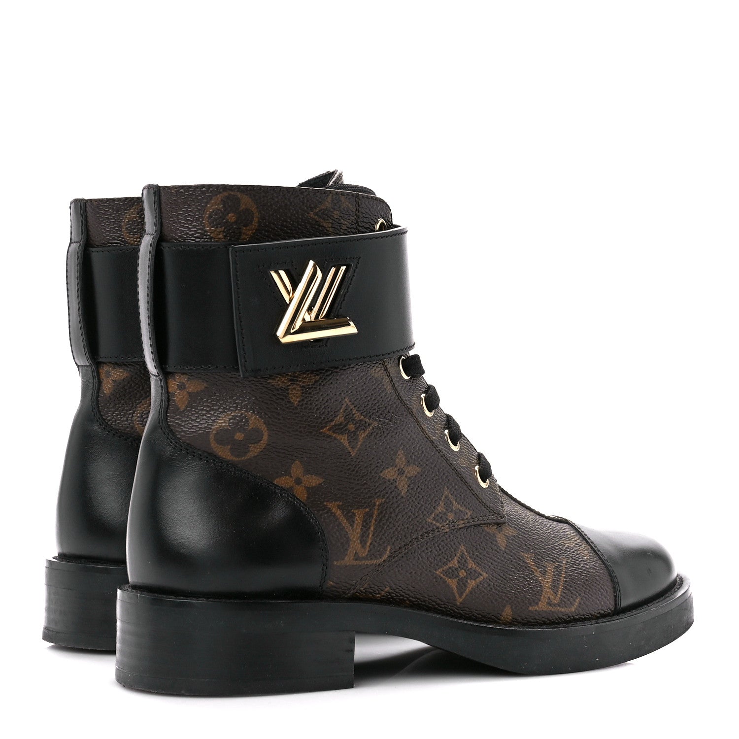 Louis Vuitton Calfskin Monogram Wonderland Flat Ranger Boots 37 Black 4 of 8