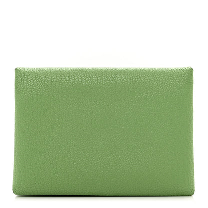 Hermes Chevre Mysore Verso Calvi Duo Card Case Vert Criquet Rose Lipstick 1 of 9