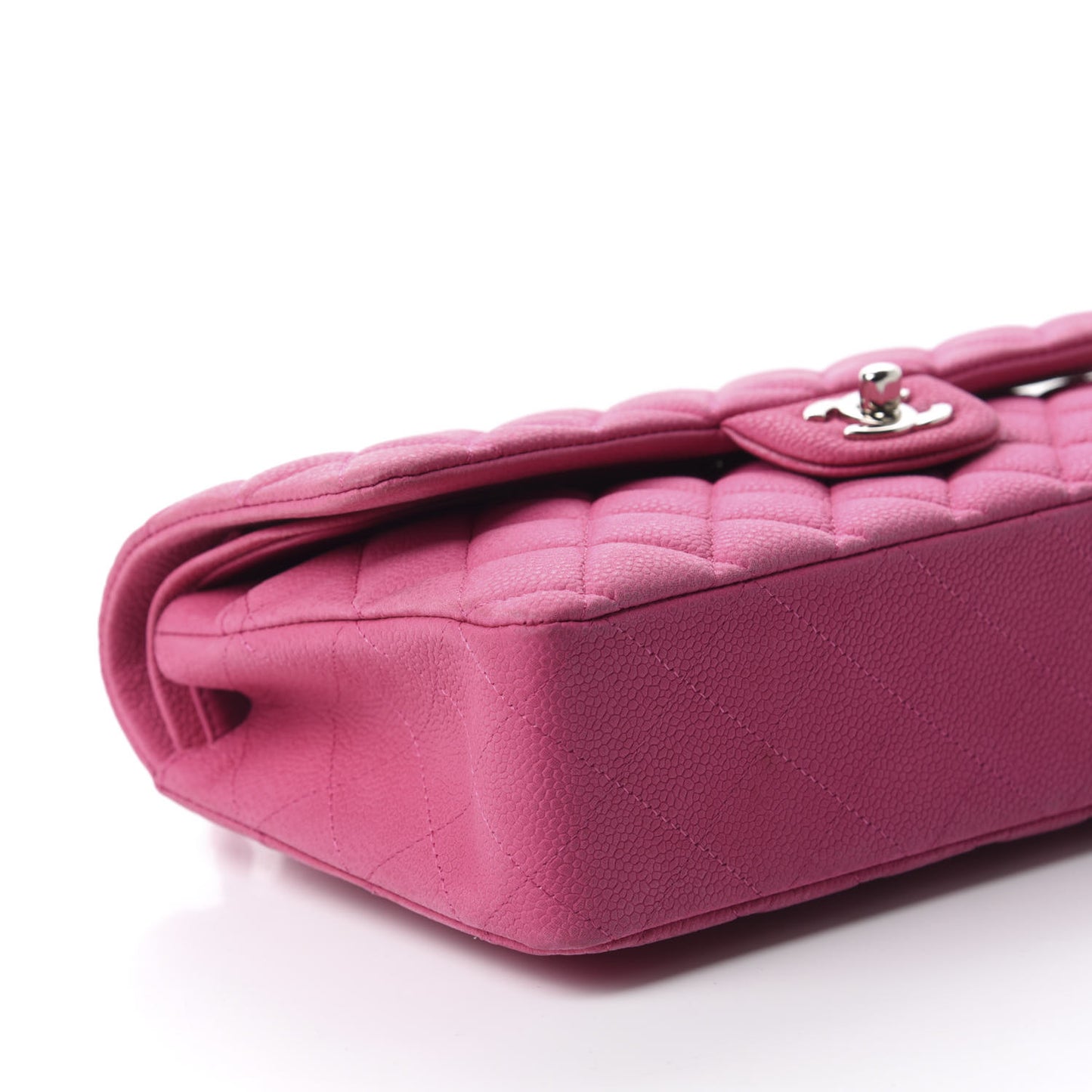 Iridescent Caviar Quilted Medium Double Flap Pink