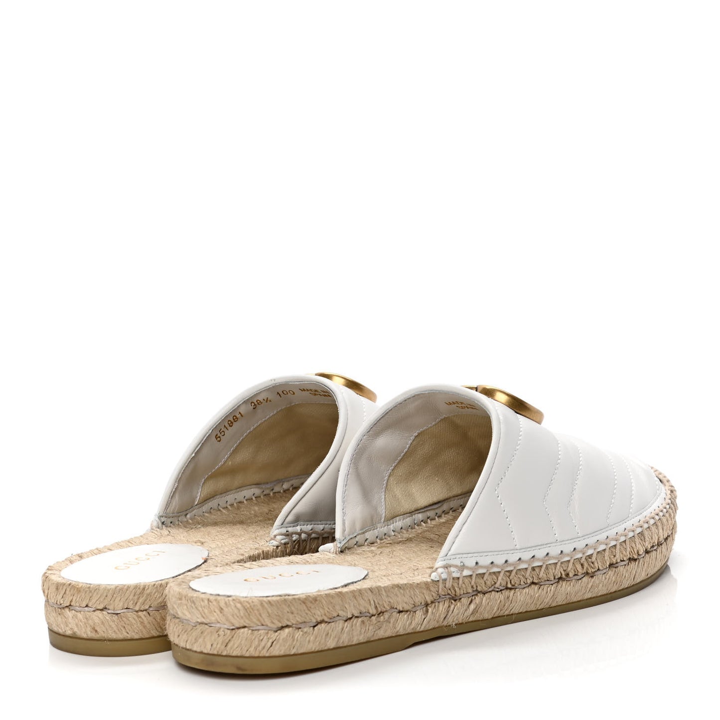 Nappa Matelasse GG Marmont Espadrille Slippers 38.5 Great White