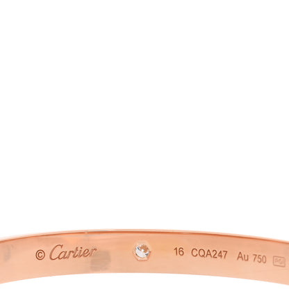Cartier 18K Pink Gold 4 Diamond LOVE Bracelet 16 3 of 7