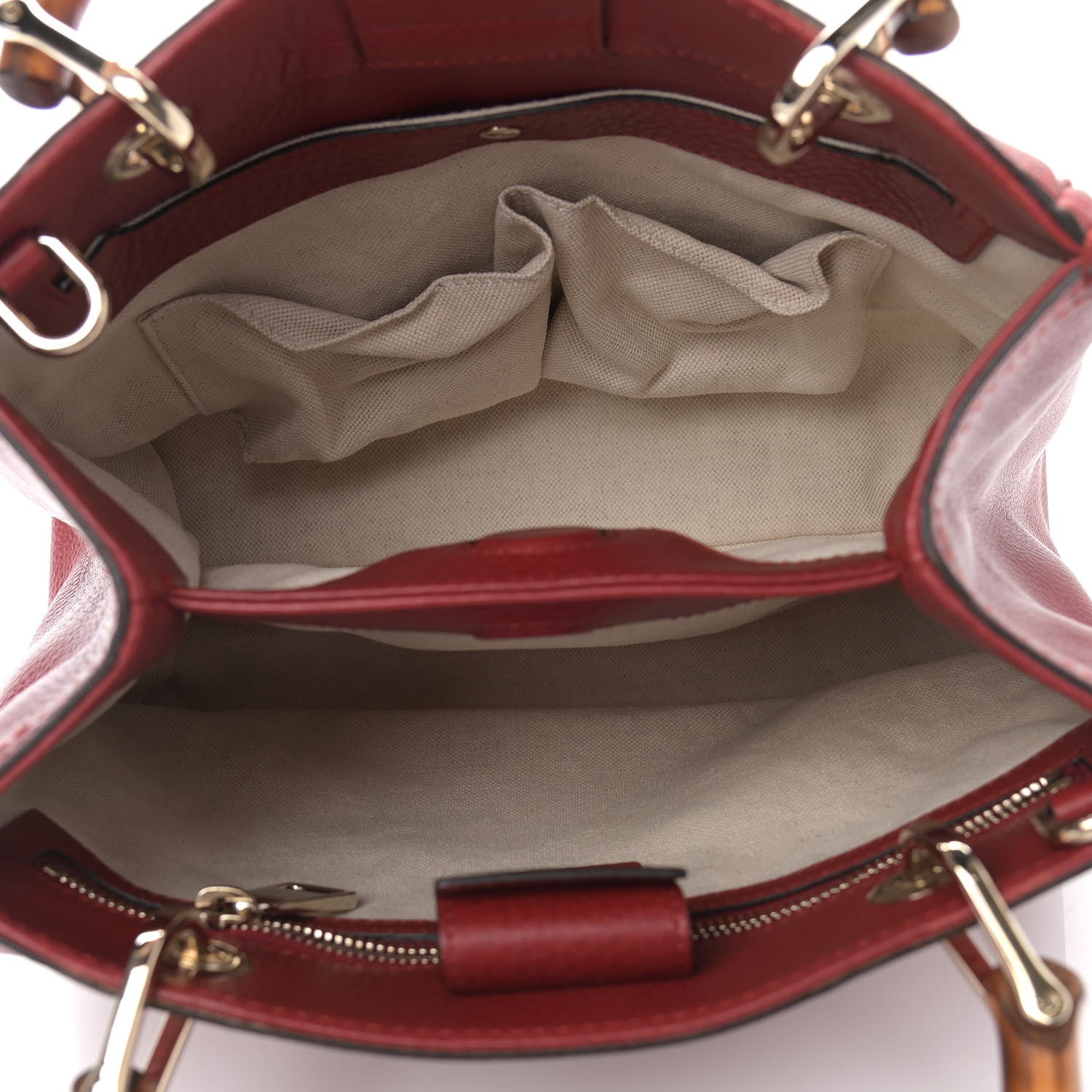 Gucci Calfskin Small Bamboo Shopper Tote Red 3 of 8