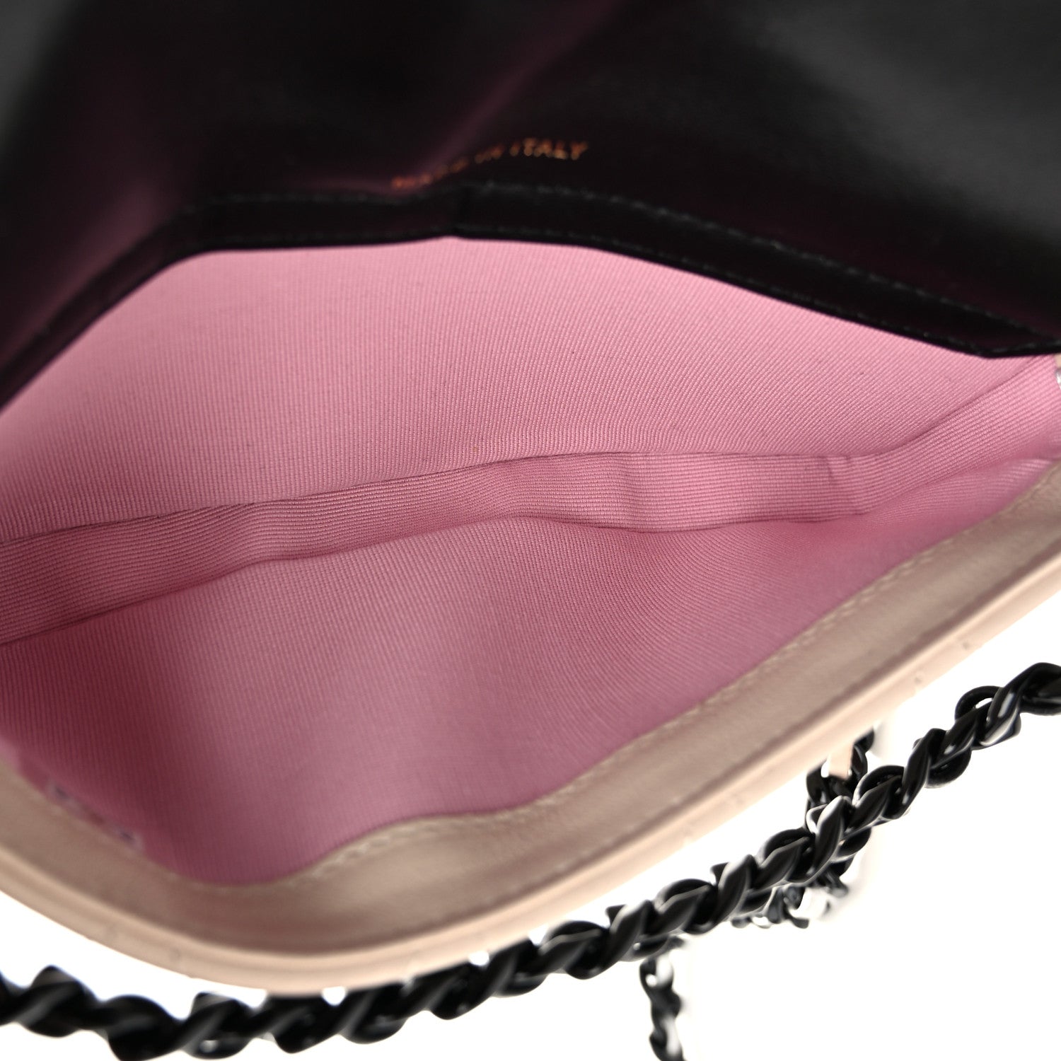 Chanel Lambskin Quilted Flap Phone Holder With Chain  Black Beige Multicolor 5 of 13