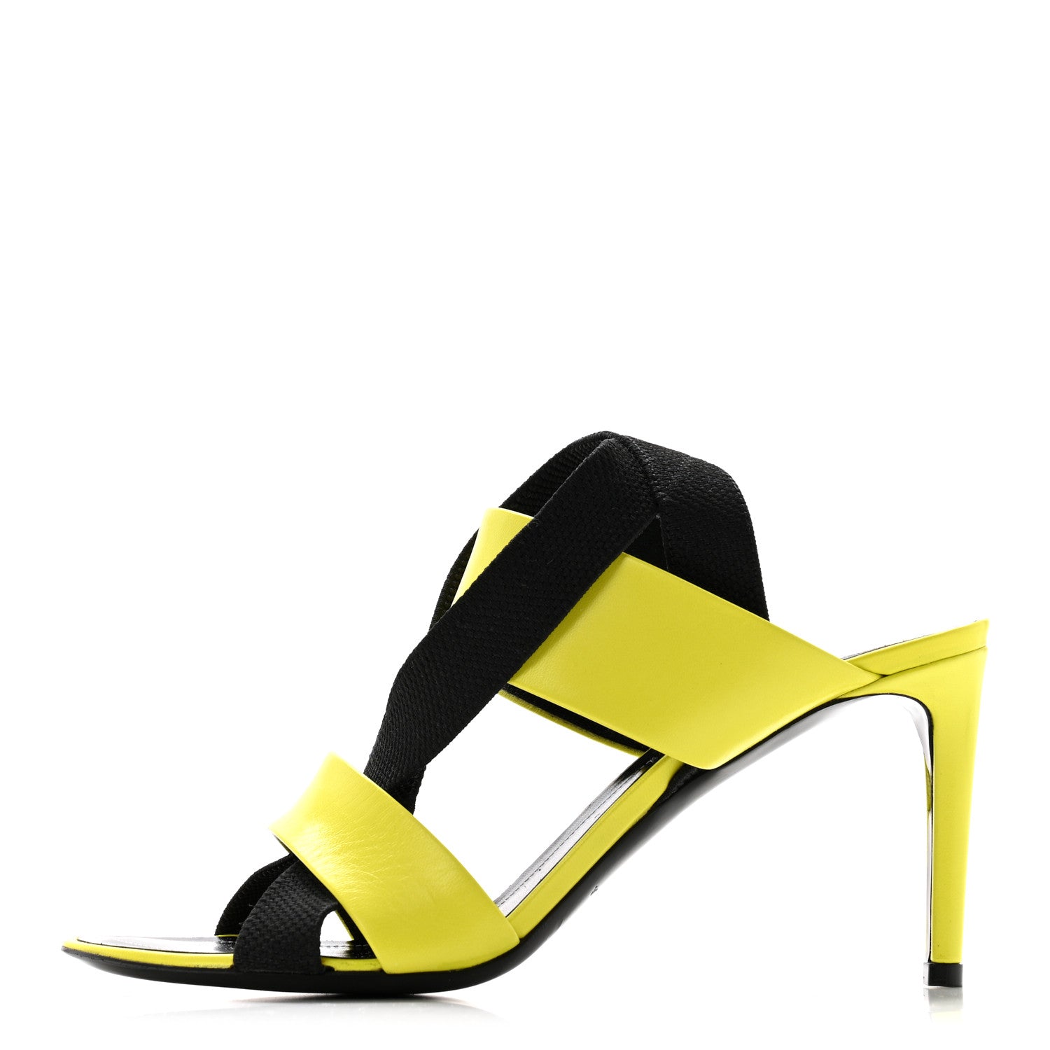 Balenciaga Chevreau Brilliant Elastic Sandals 38 Jaune Acid Black 1 of 9