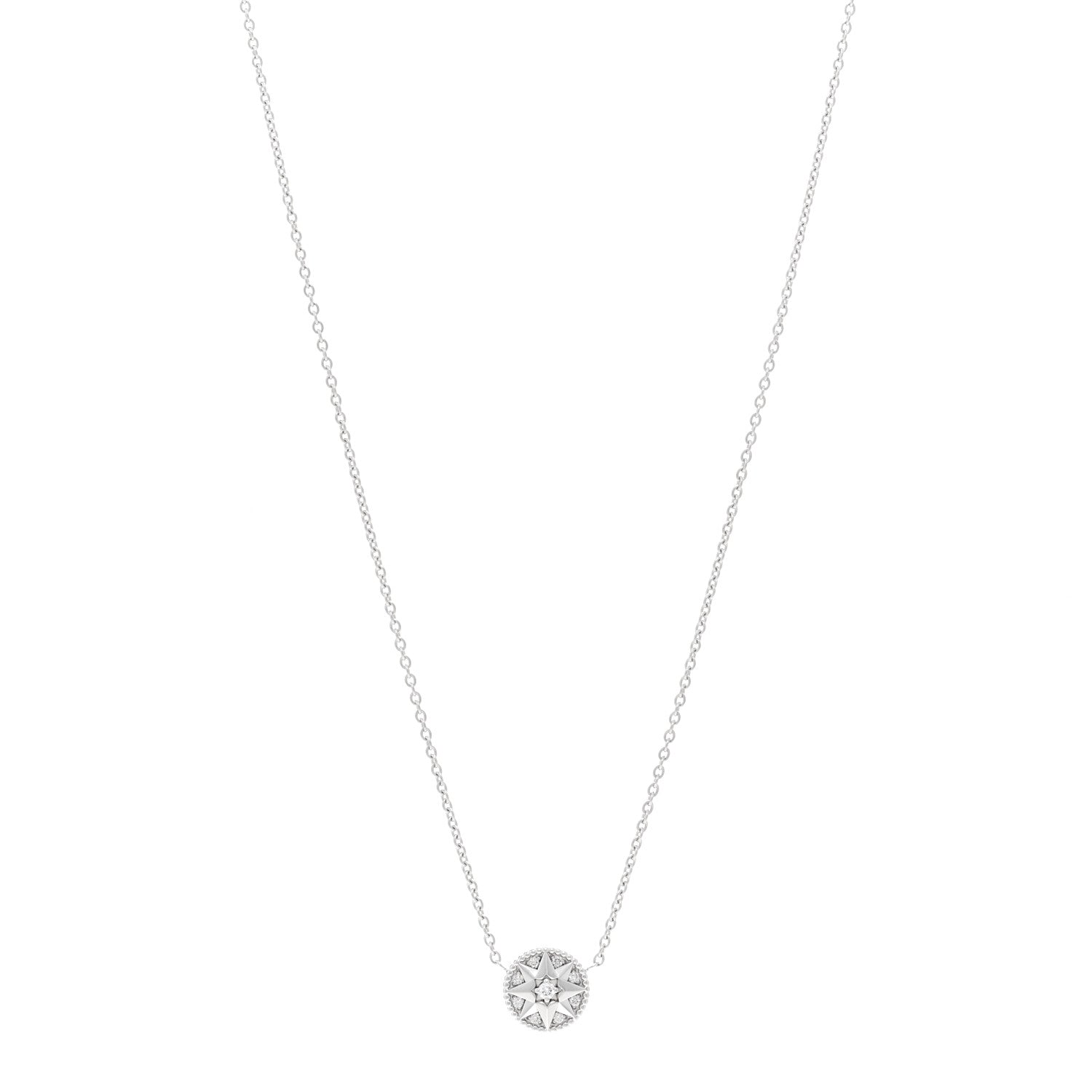 Christian Dior 18K White Gold Diamond Rose Des Vents Necklace 1 of 4