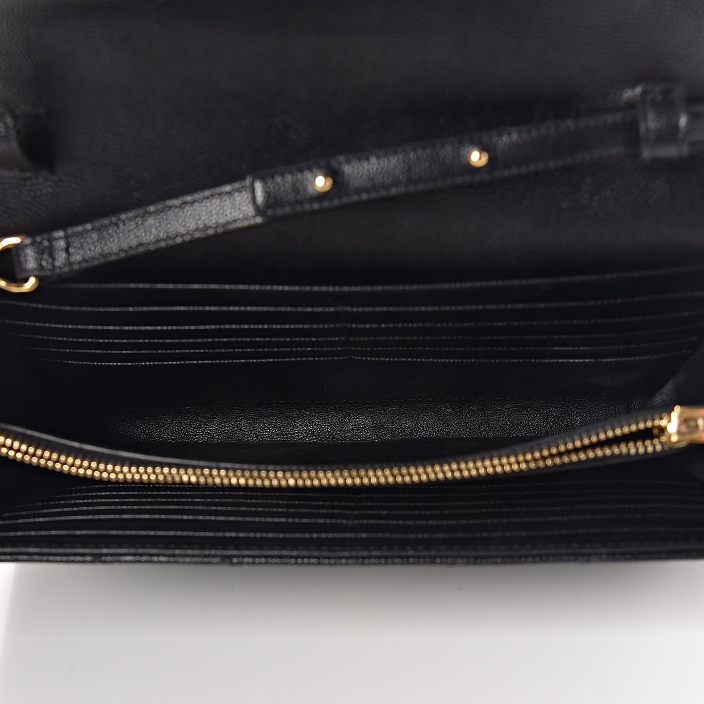 Grain De Poudre Matelasse Chevron Monogram Chain Wallet Black