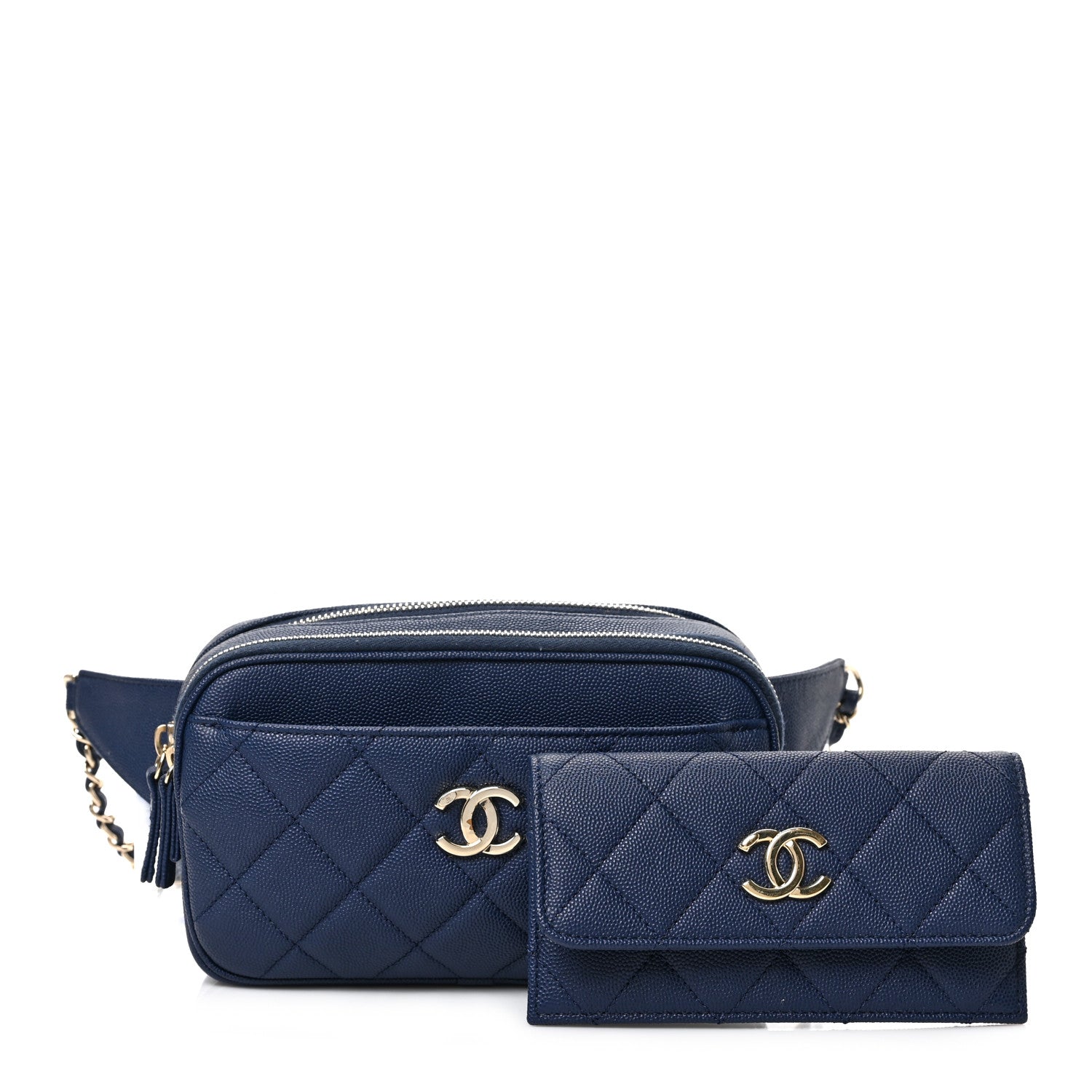 Chanel Caviar Quilted Waist Bag With Pouch Blue 1 of 10