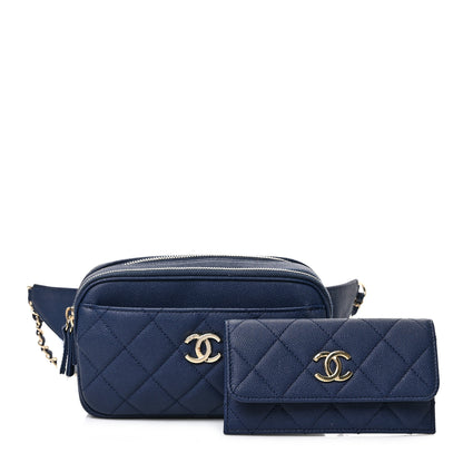 Chanel Caviar Quilted Waist Bag With Pouch Blue 1 of 10