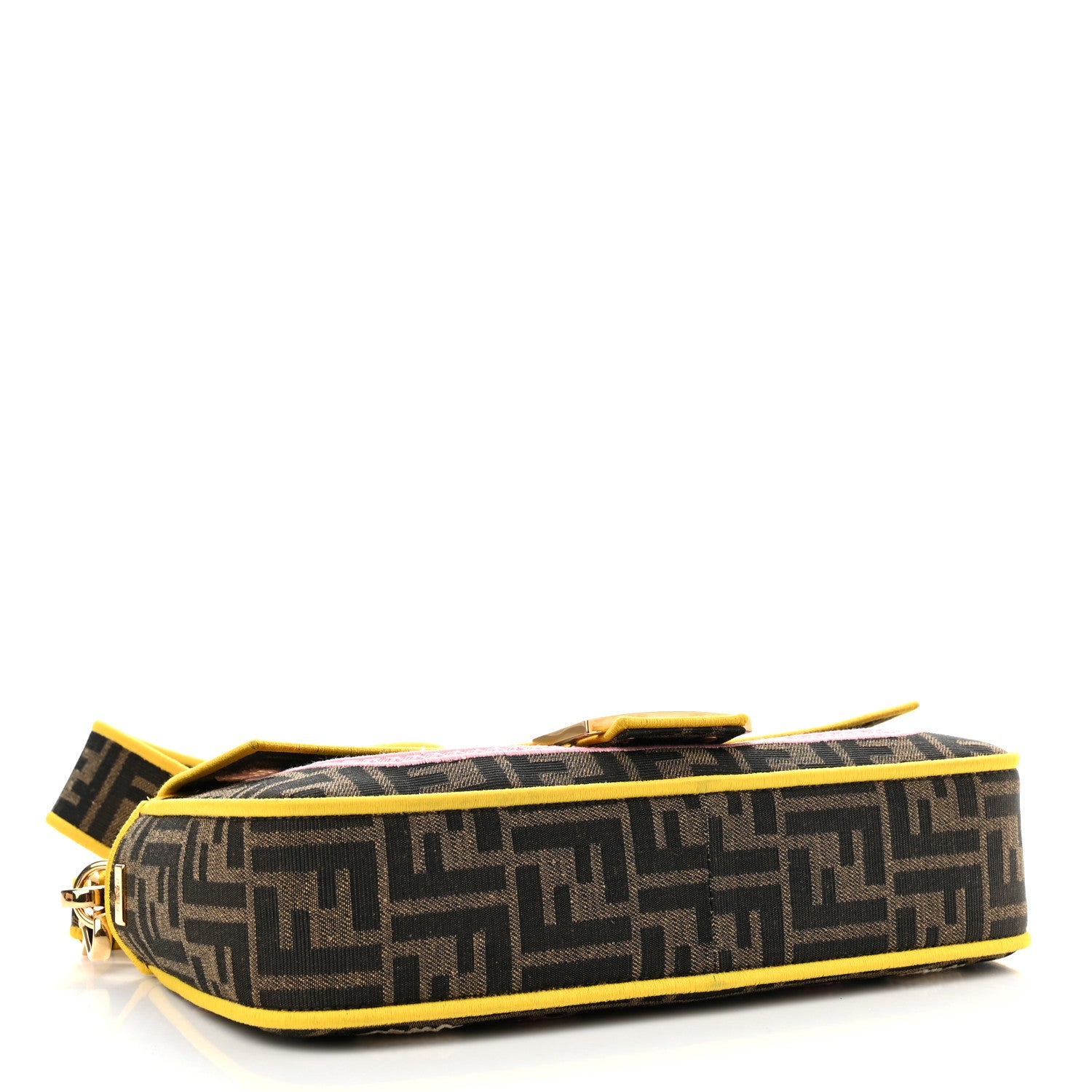 Fendi Fabric Jacquard FF Floral Embroidered Baguette Tobacco Moro Multicolor 4 of 9