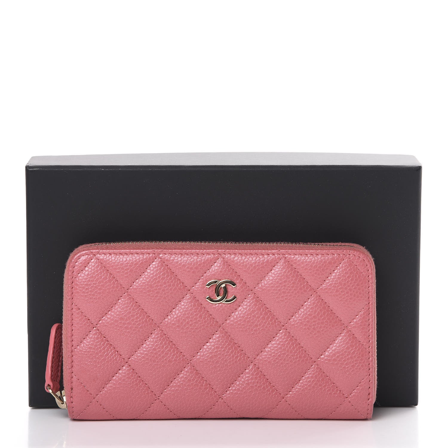 Chanel Iridescent Caviar Quilted Medium Zip Around Wallet Pink 11 of 11