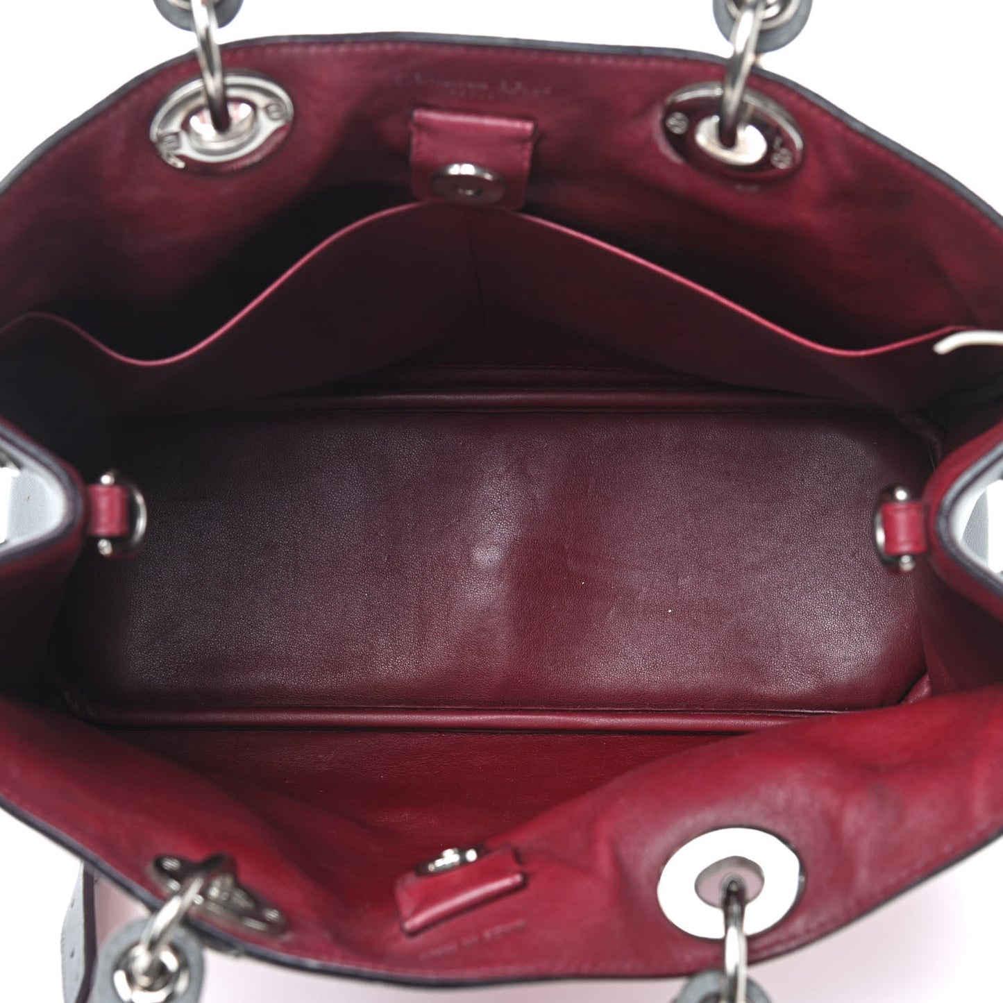 Smooth Calfskin Medium Tri-Color Diorissimo Tote Pink Grey Burgundy