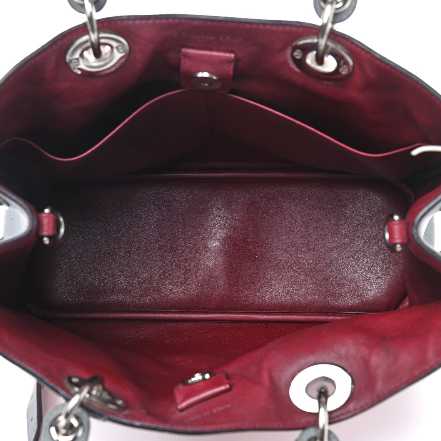 Christian Dior Smooth Calfskin Medium Tri-Color Diorissimo Tote Pink Grey Burgundy 5 of 14