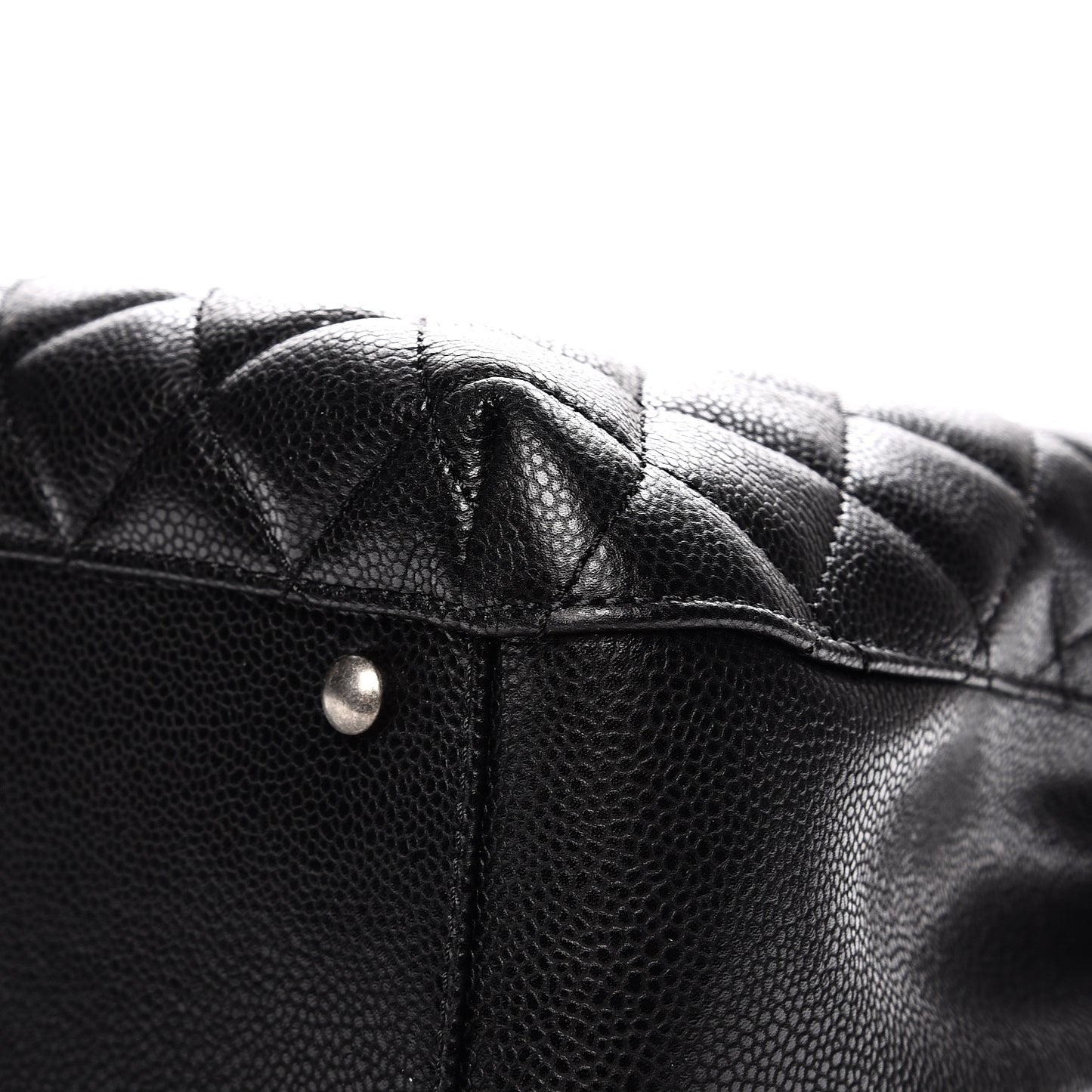 Caviar Quilted City Shopping Tote Black