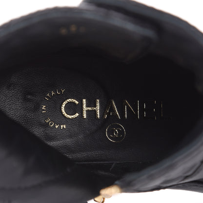 Chanel Lambskin Patent Calfskin Quilted Pearl Cap Toe Boots 36.5 Black 8 of 12