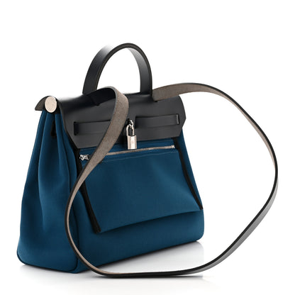 Hermes Toile Vache Hunter Herbag Zip Retourne 31 PM Black Blue De Malte 4 of 11