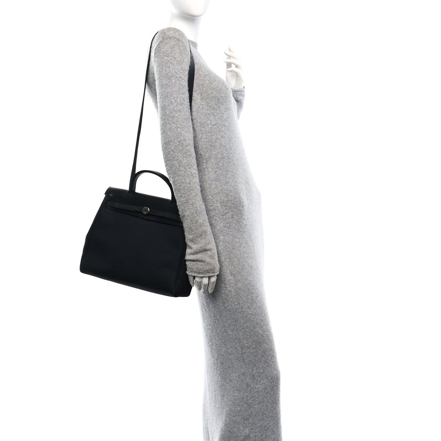 Toile Vache Calfskin Herbag 30 PM Black