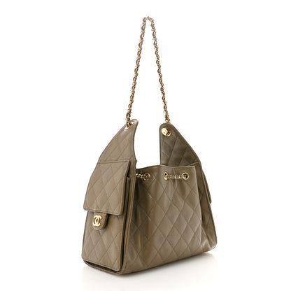 Chanel Goatskin Quilted Small Chanel 25 Handbag Dark Khaki 3 of 11