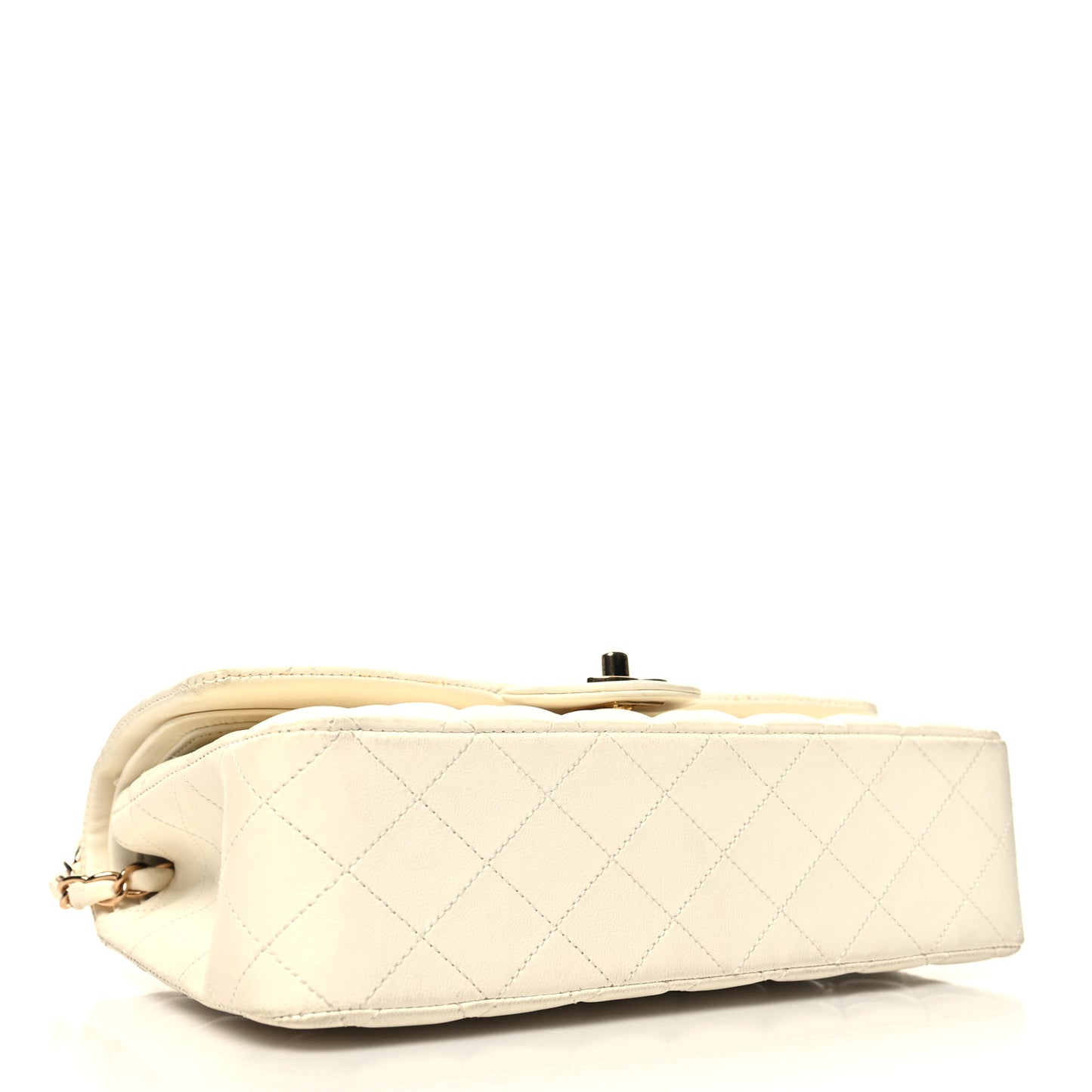 Lambskin Quilted Medium Double Flap White