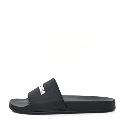 Balenciaga Rubber Mens Logo Pool Slide Sandals 42 Black 1 of 8