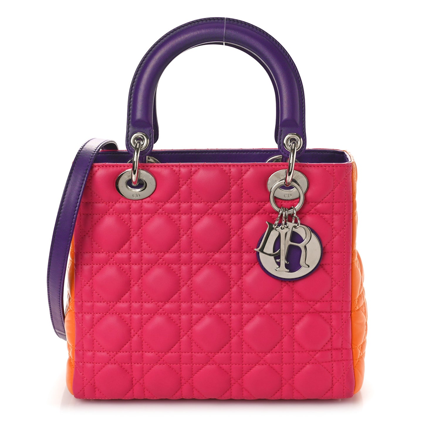 Lambskin Cannage Medium Tri-Color Lady Dior Pink