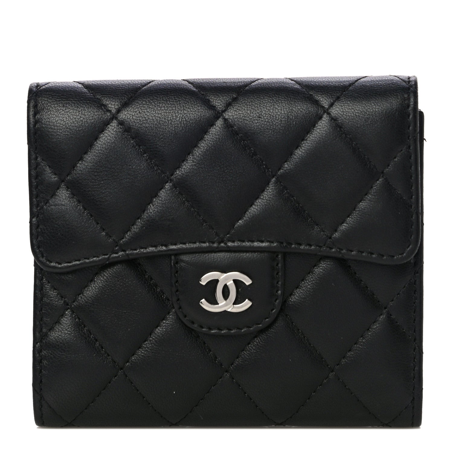 Chanel Lambskin Quilted Compact Flap Wallet Black 1 of 13