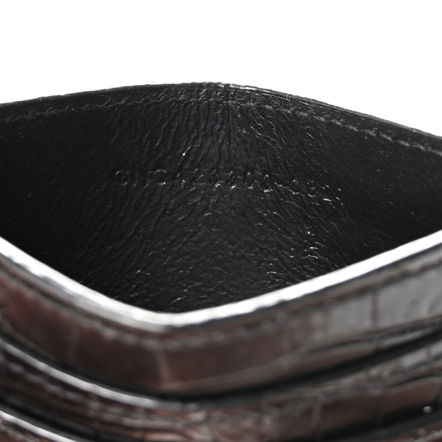 Calfskin Crocodile Embossed Monogram Credit Card Case Black