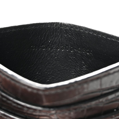 Saint Laurent Calfskin Crocodile Embossed Monogram Credit Card Case Black 7 of 8