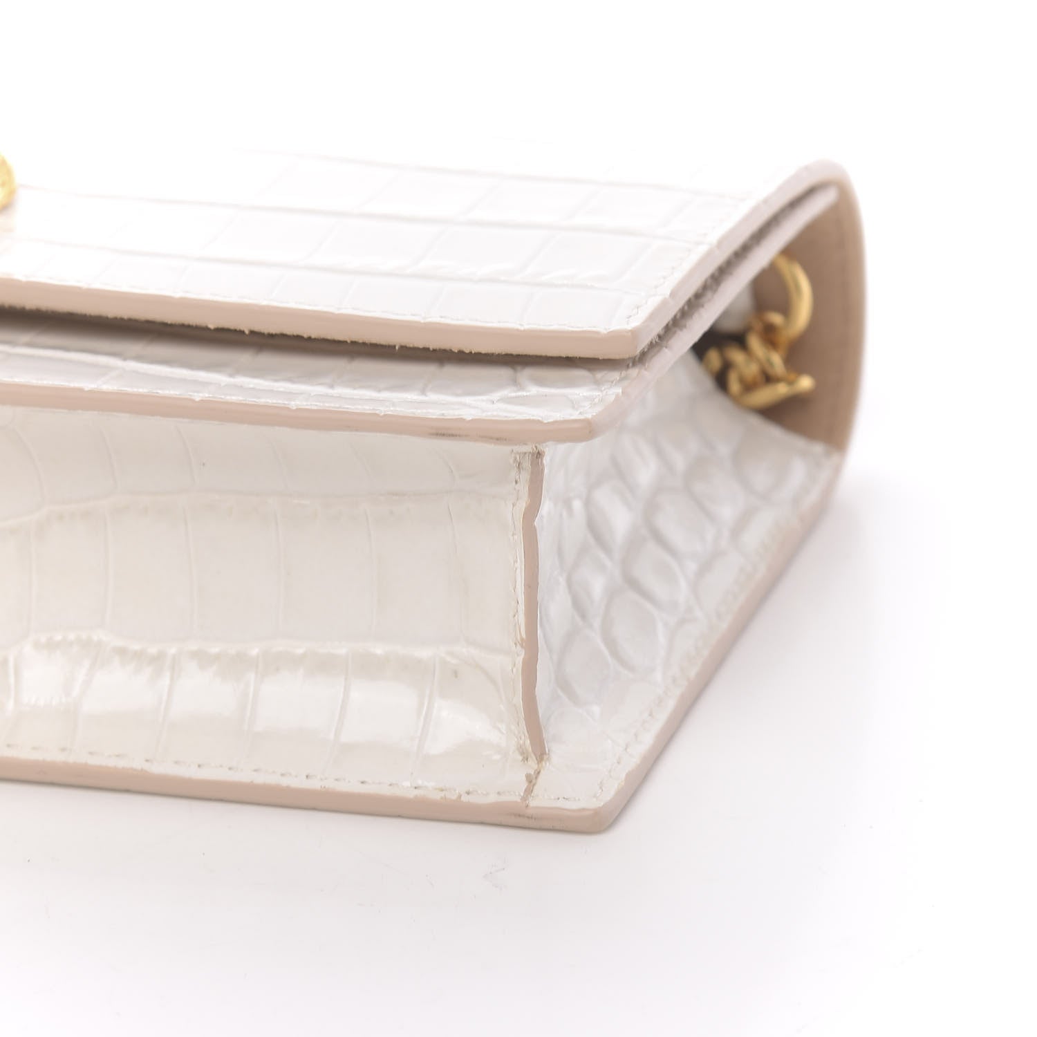 Alexander McQueen Calfskin Crocodile Embossed Skull Mini Crossbody Bag White 8 of 11