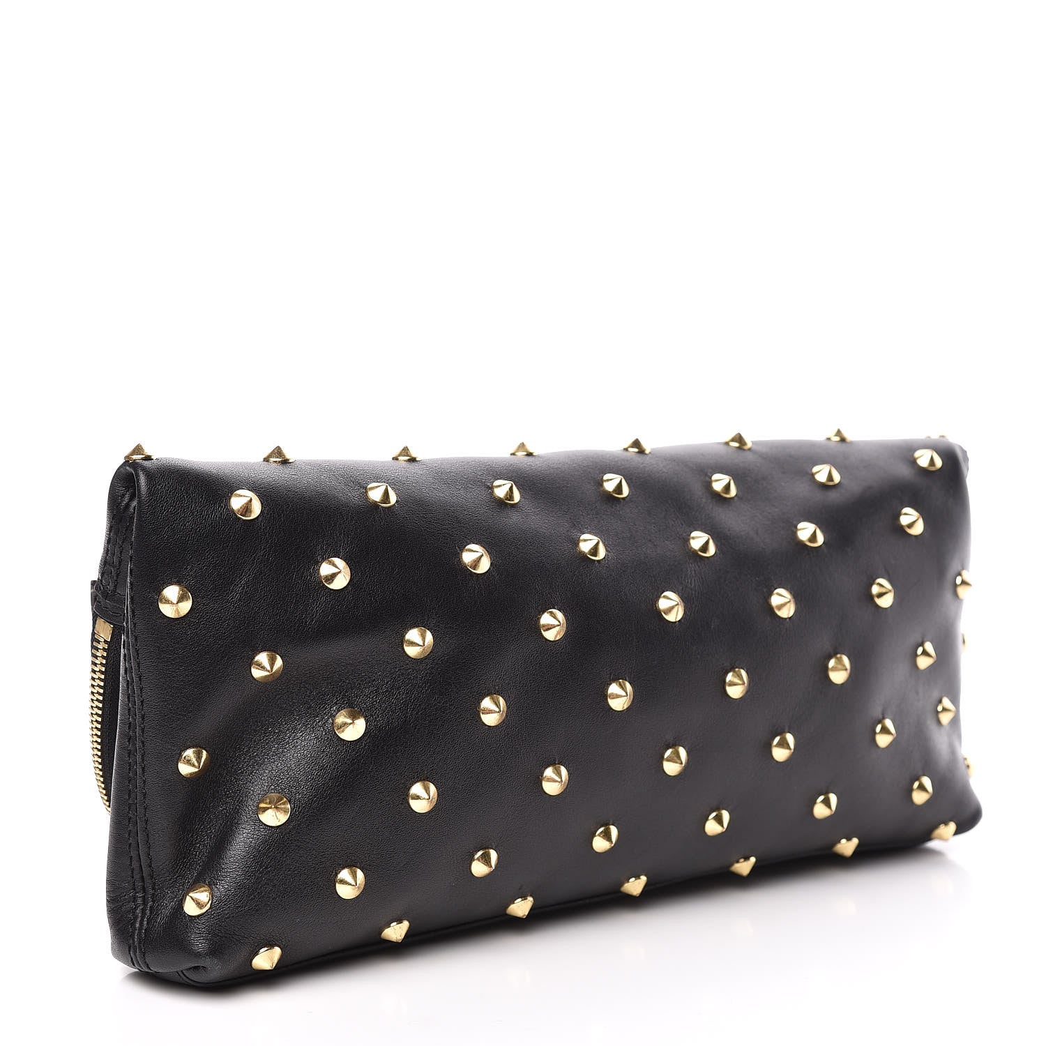 Alexander McQueen Calfskin Studded Padlock Skull Clutch Black 3 of 12