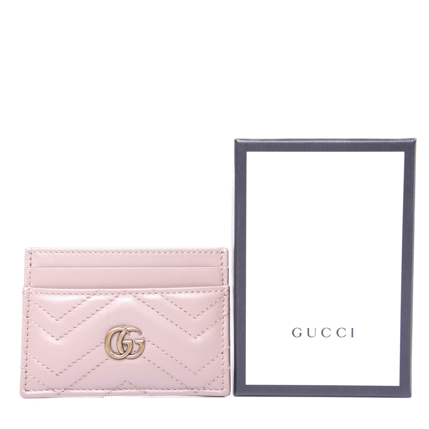 Gucci Calfskin Matelasse GG Marmont Card Holder Porcelain Rose 9 of 9