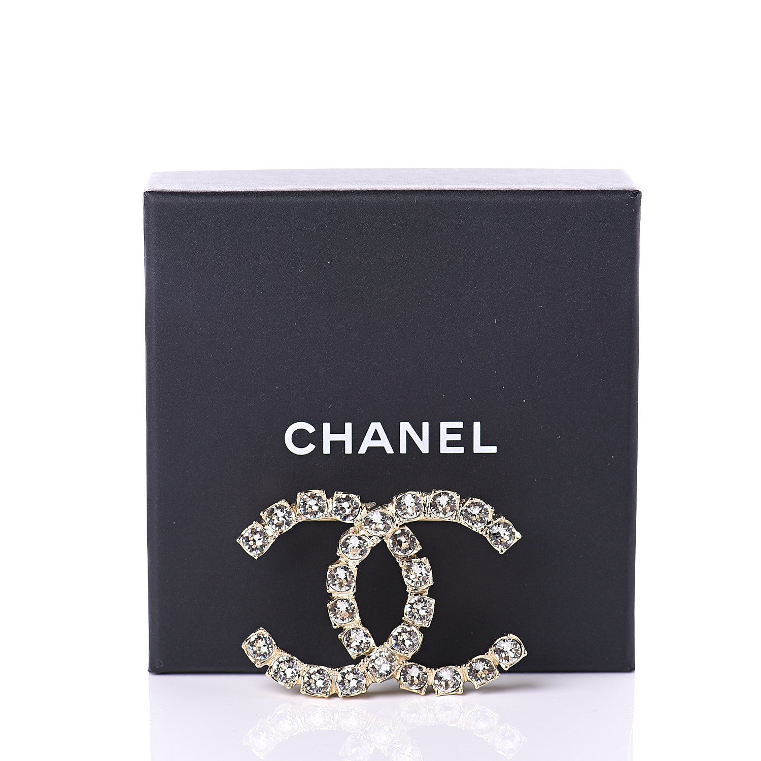 Chanel Crystal Coco's Pearls CC Brooch Light Gold 4 of 4