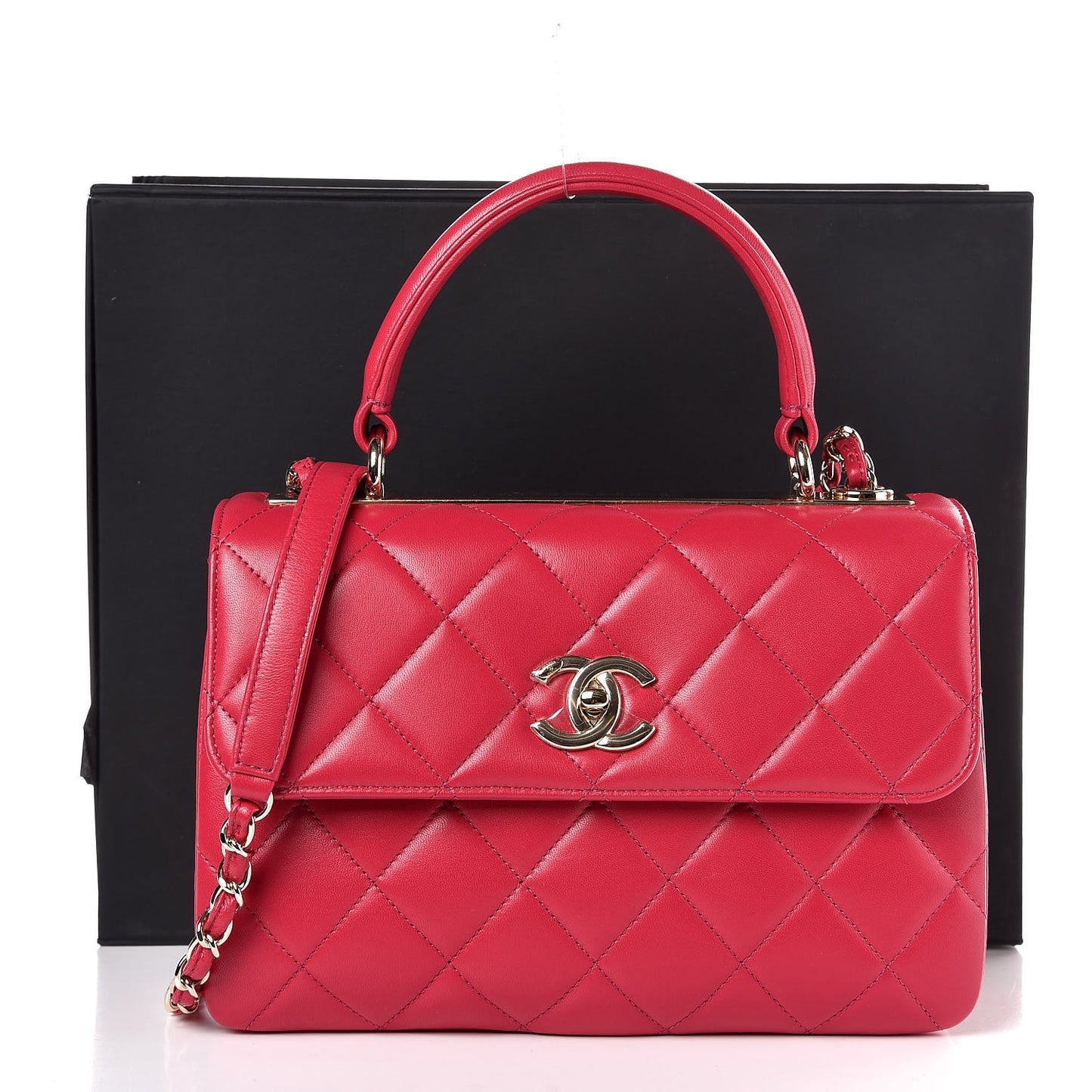 Lambskin Quilted Small Trendy CC Flap Dual Handle Bag Pink