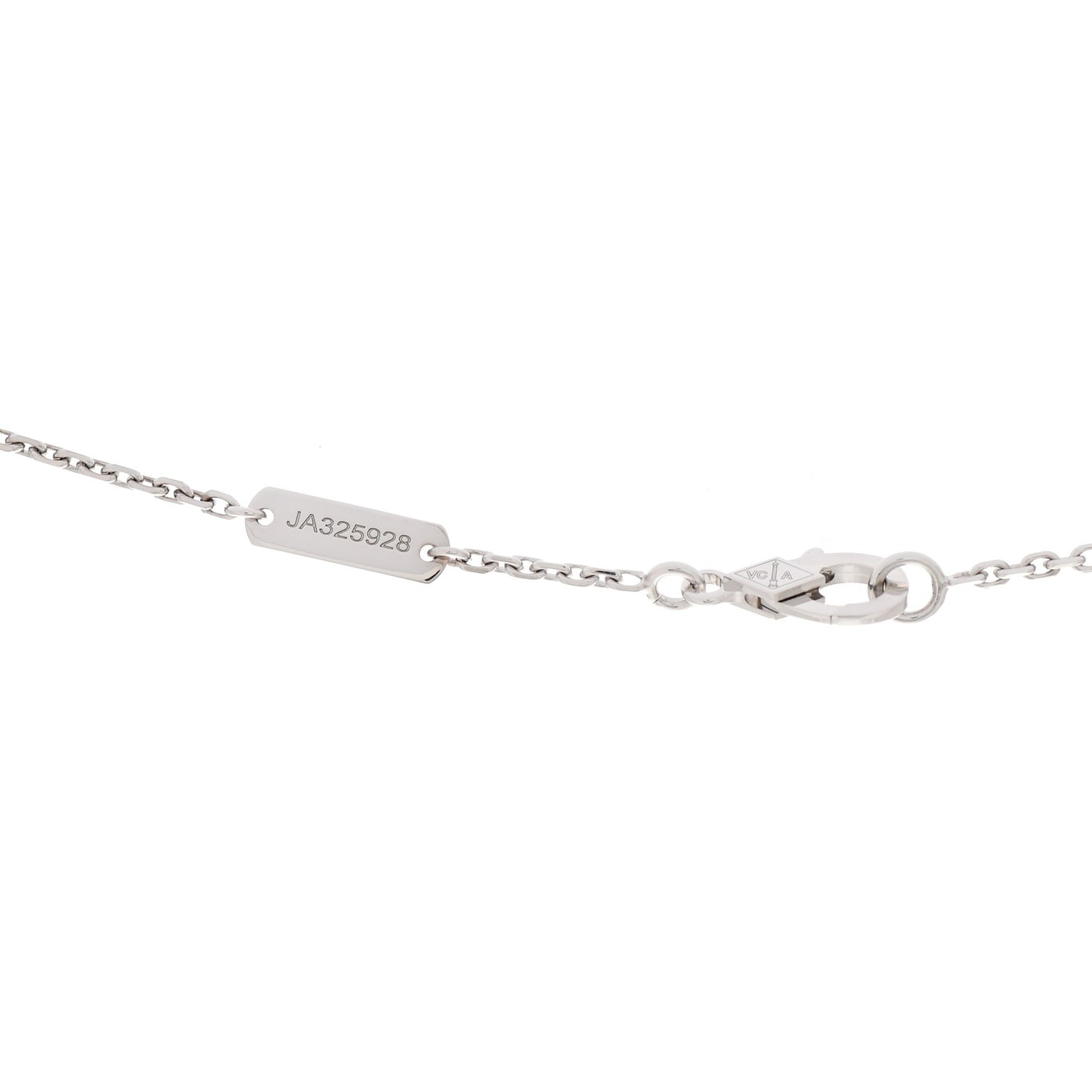 18K White Gold Chalcedony Vintage Alhambra Pendant Necklace