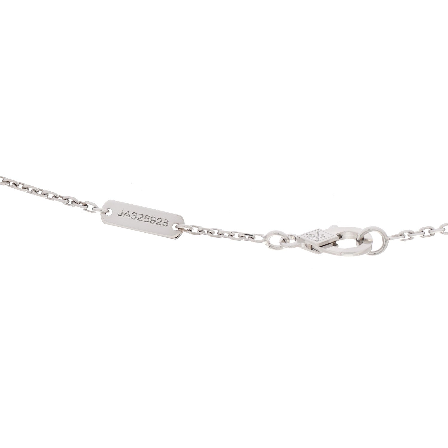 Van Cleef & Arpels 18K White Gold Chalcedony Vintage Alhambra Pendant Necklace 4 of 7