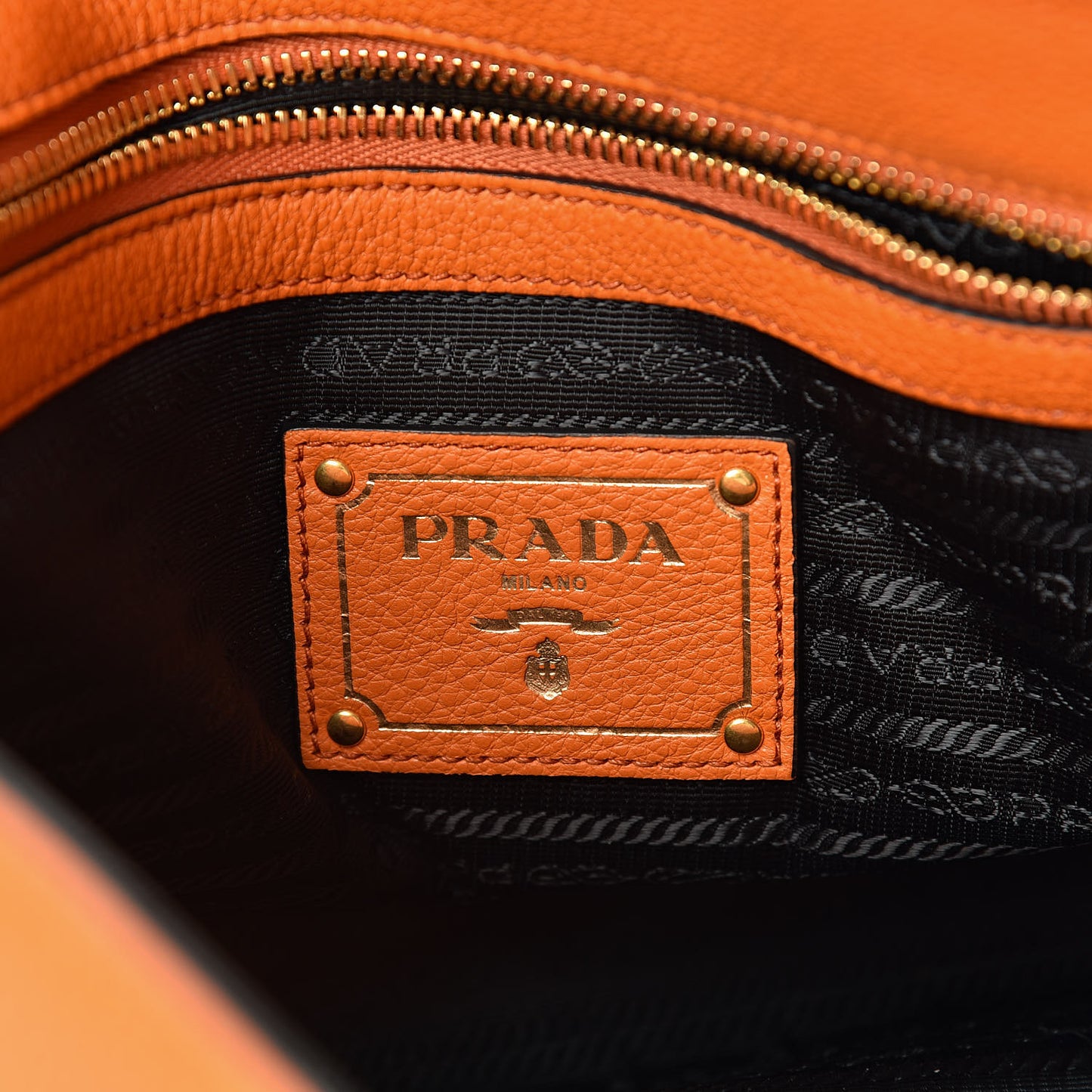 Vitello Phenix Embossed Logo Tote Papaya