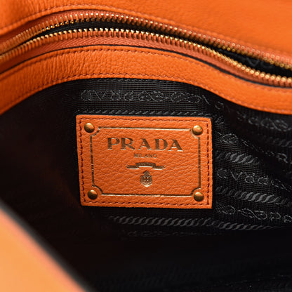 Prada Vitello Phenix Embossed Logo Tote Papaya 6 of 11