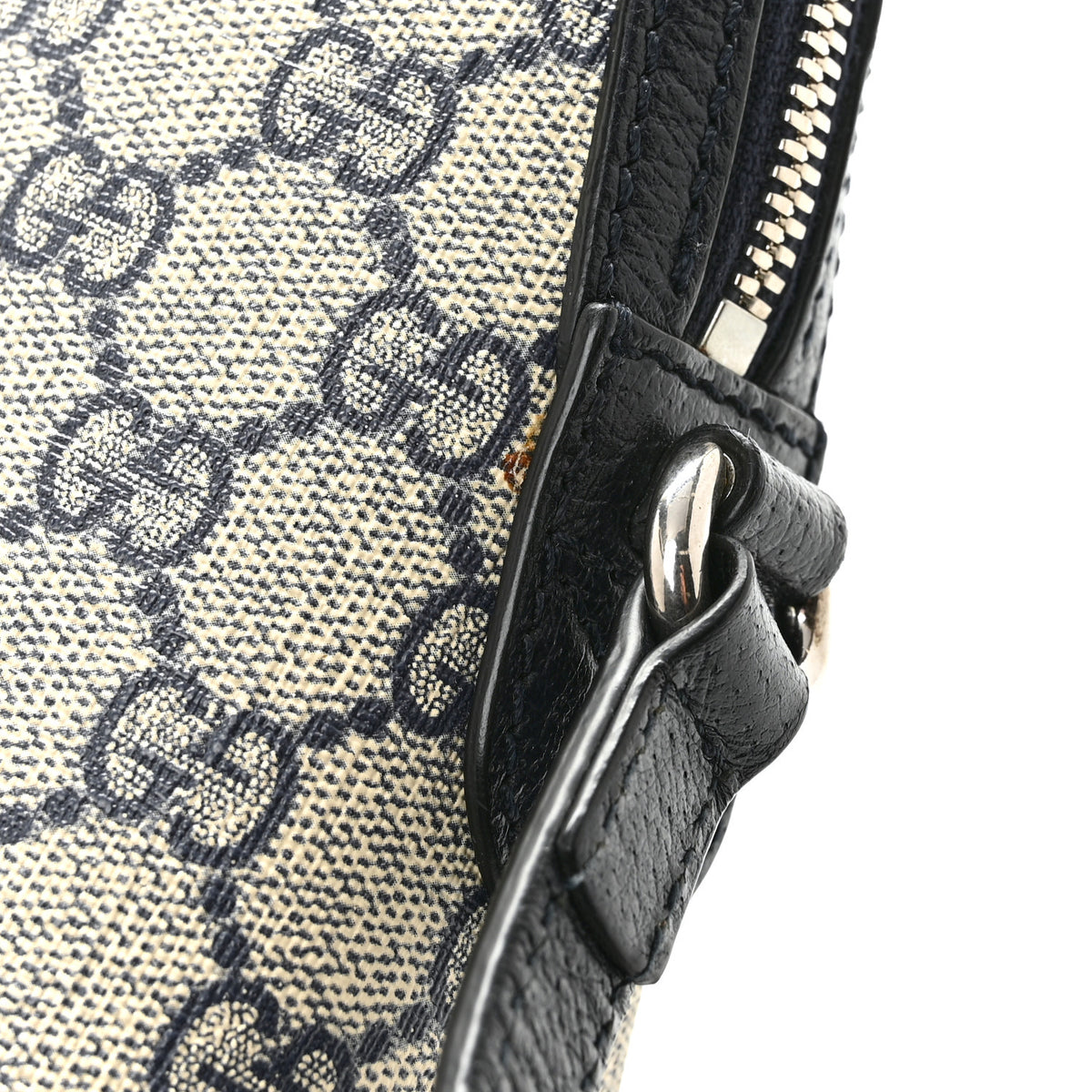 Gucci GG Supreme Monogram Textured Dollar Calfskin Web Small Ophidia Dome Shoulder Bag Beige Blue 14 of 14