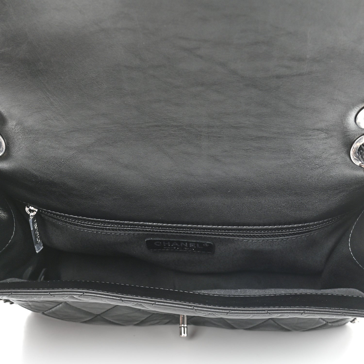 Chanel Crumpled Calfskin Quilted Large Chain All Over Flap Bag Black 5 of 9