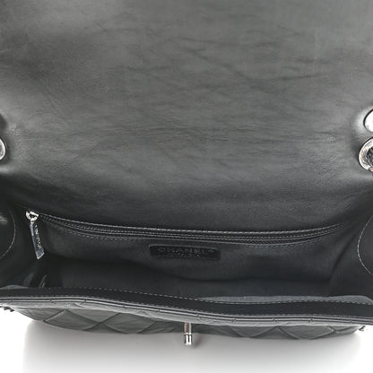 Chanel Crumpled Calfskin Quilted Large Chain All Over Flap Bag Black 5 of 9