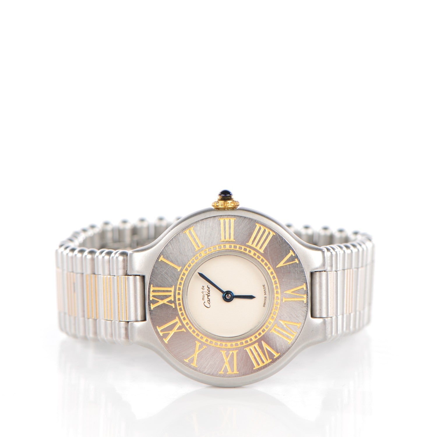 Cartier Stainless Steel 18K Yellow Gold 28mm Must De 21 Quartz Watch 2 of 9