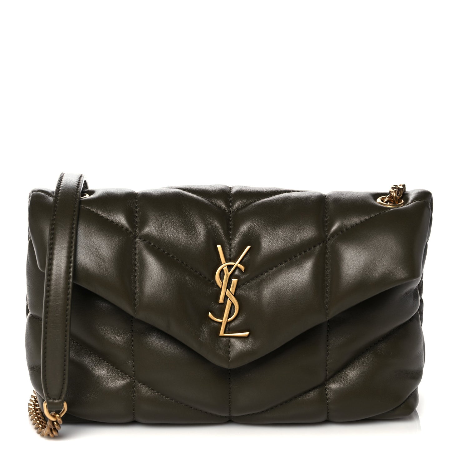 Lambskin Quilted Toy Loulou Puffer Monogram Chain Satchel Seaweed