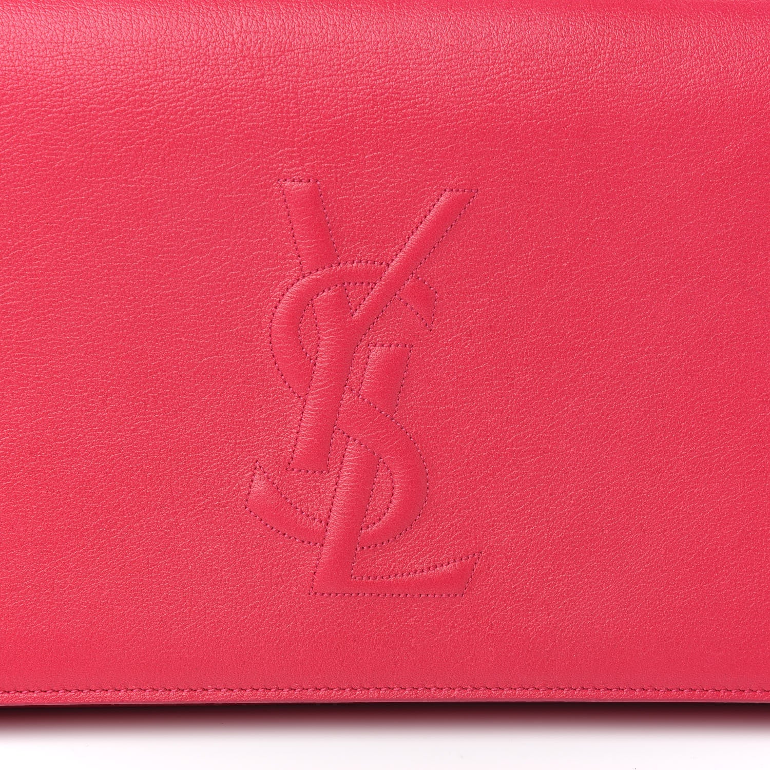 Saint Laurent Calfskin Monogram Large Belle De Jour Clutch Lipstick Fuchsia 7 of 7