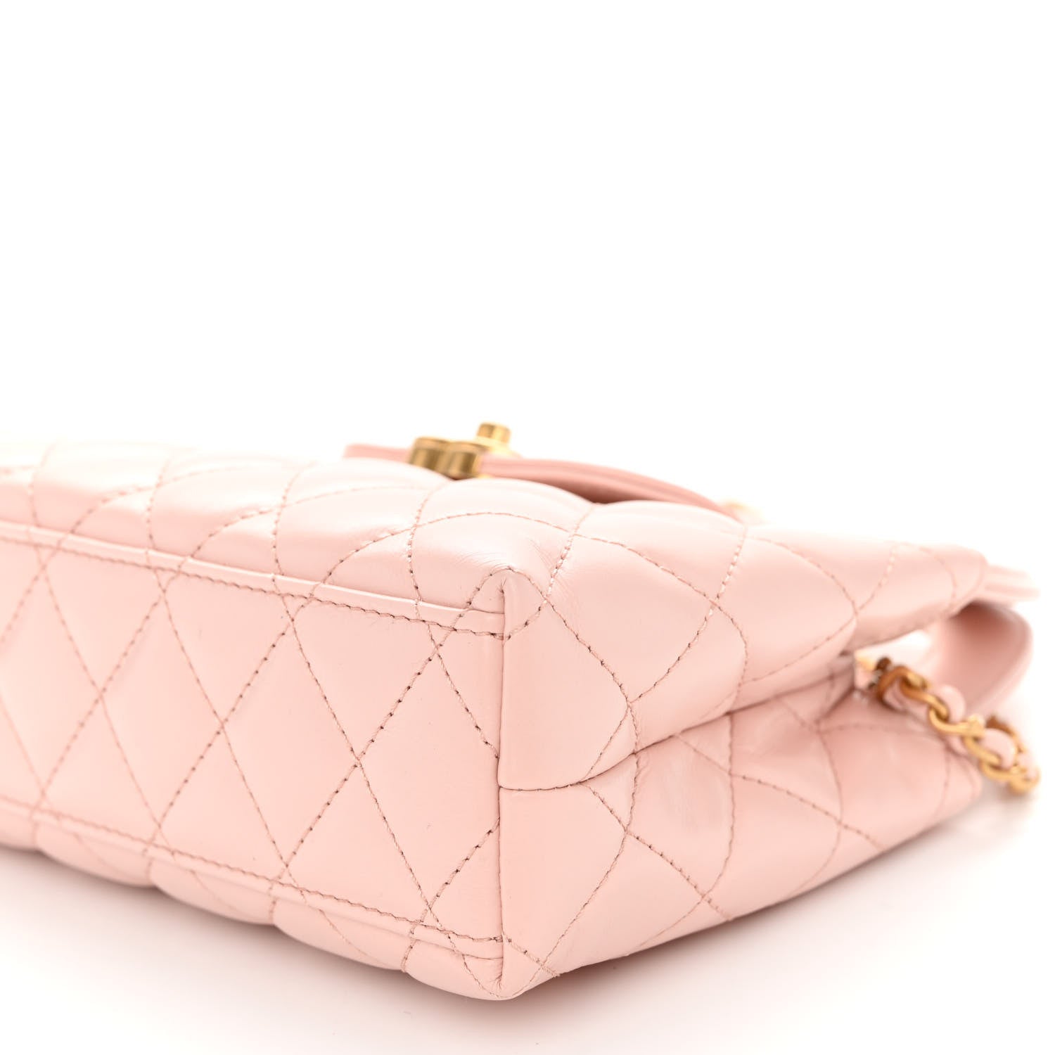 Chanel Shiny Aged Calfskin Quilted Nano Kelly Shopper Light Pink 10 of 10