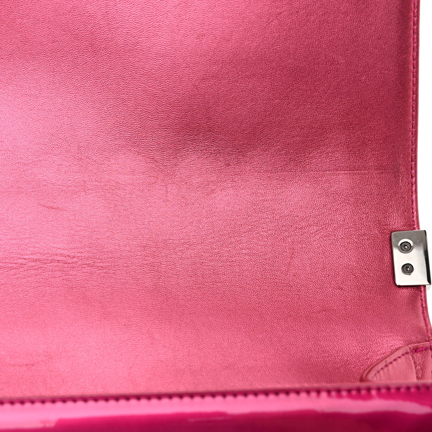 Metallic Patent Calfskin Quilted Medium Boy Flap Pink
