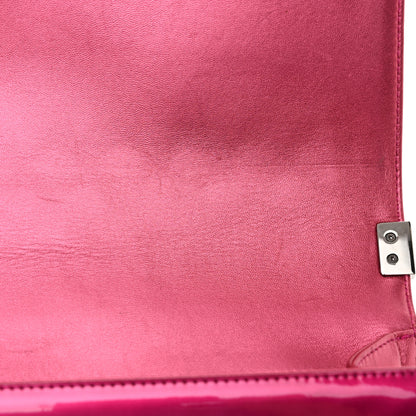 Chanel Metallic Patent Calfskin Quilted Medium Boy Flap Pink 13 of 16
