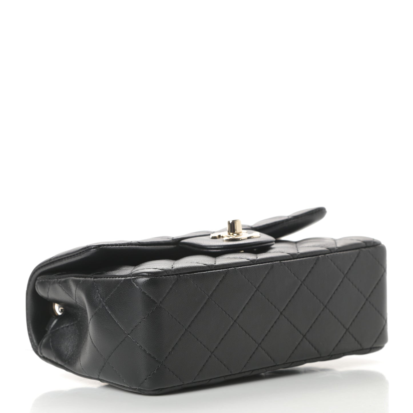 Lambskin Quilted Mini Rectangular Flap Black